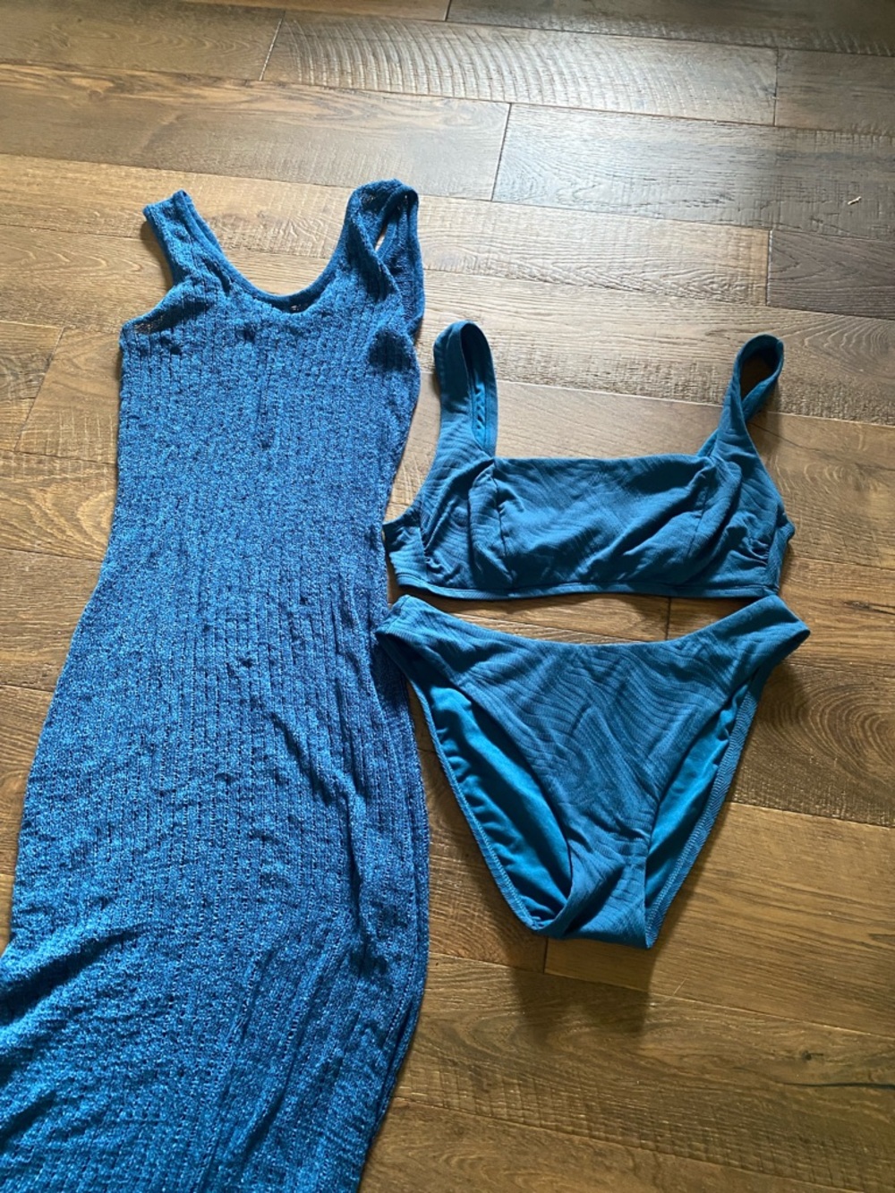 Shade & Shore Teal  bikini and cover up